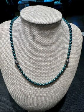 Barbara Bixby Peacock Pearl Necklace with Filagree Sterling Station Accents